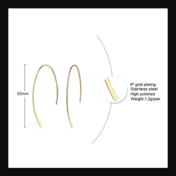 Minimalistic Elegant Gold Arc Earrings - Picture 3 of 4